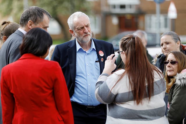 Labour leader Jeremy Corbyn talks to voters in Southampton