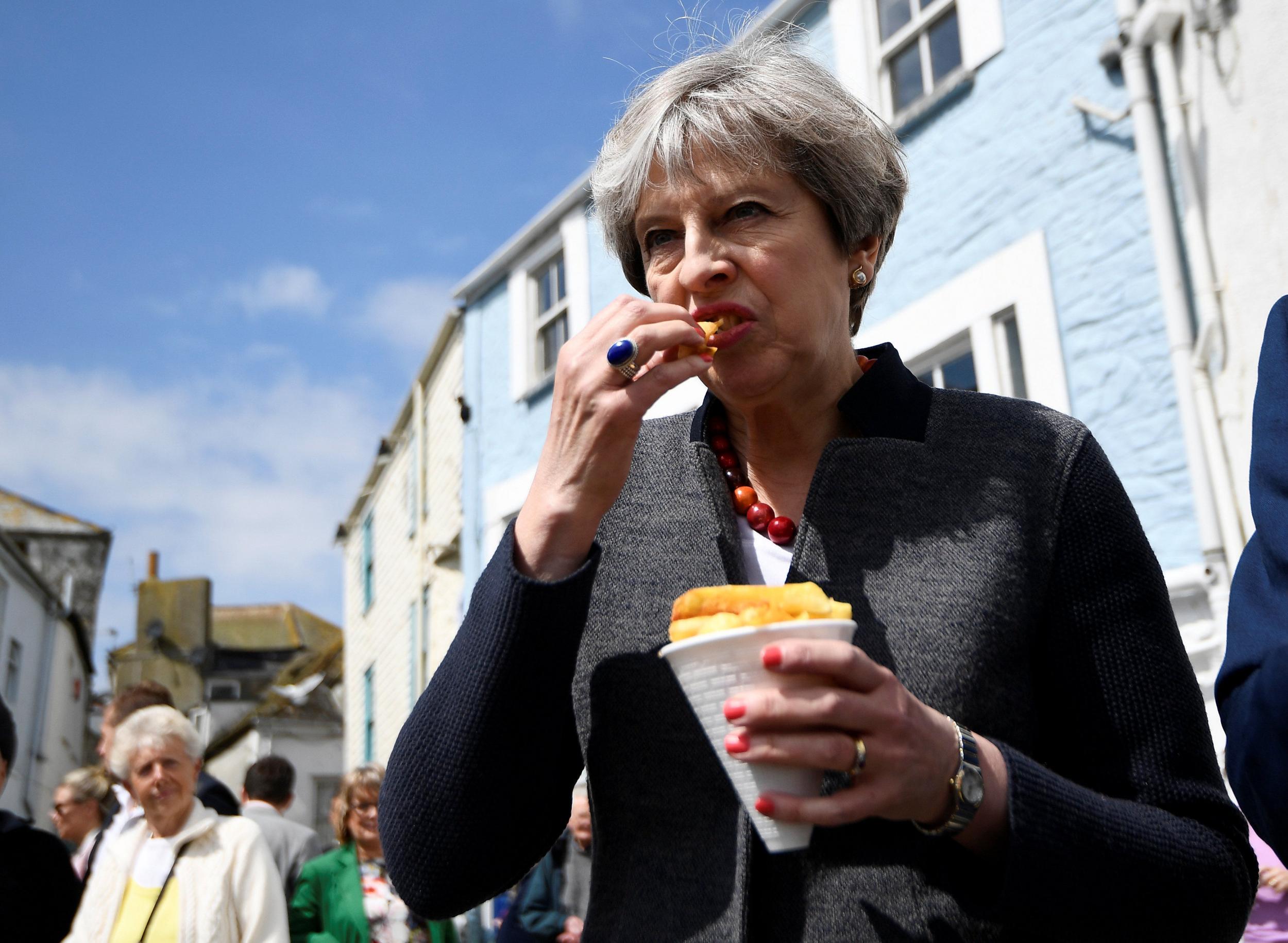 The Prime Minister eating a chip with complete revulsion
