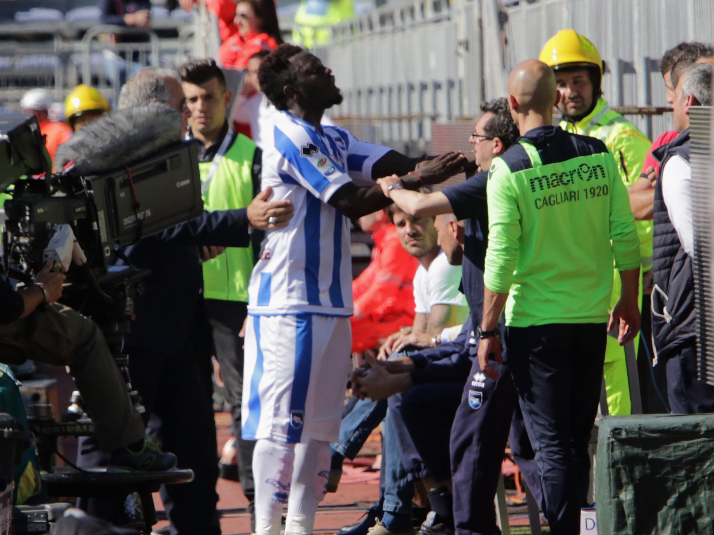 Muntari pleaded with the supporters who were abusing him