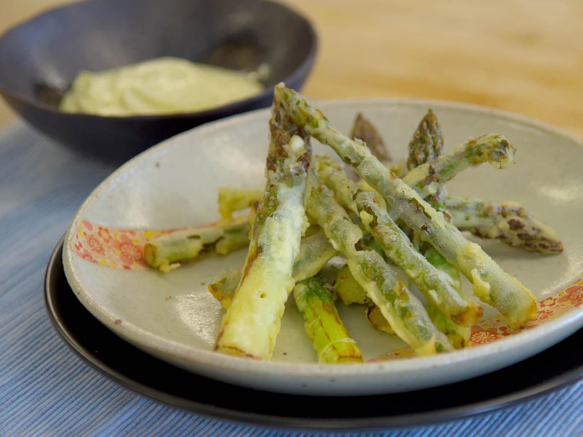 Tempura asparagus with sweet miso sauce The Independent The Independent