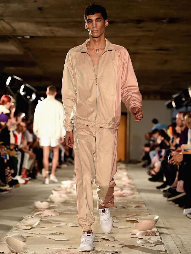 Cottweiler gave the signature staple a chic update in chilled blue, beige and pearly tones