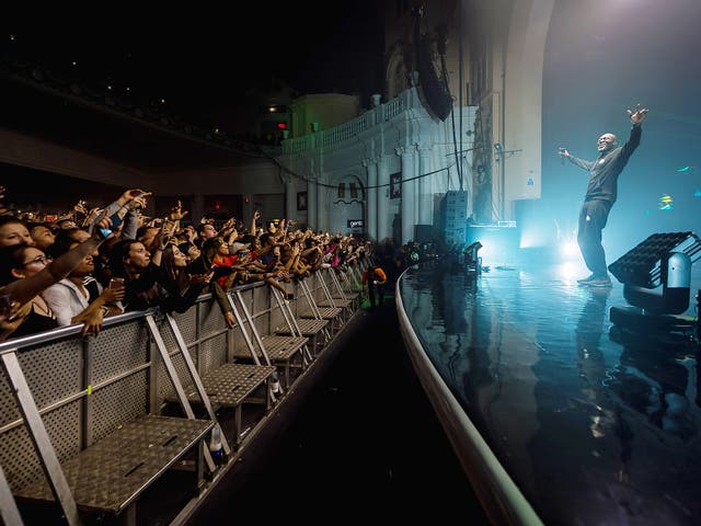 Stormzy performs live on stage at Brixton Academy