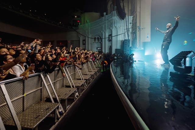 Stormzy performs live on stage at Brixton Academy