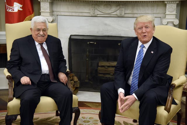 US President Donald trump meets with Palestinian Authority Leader Mahmoud Abbas at the White House