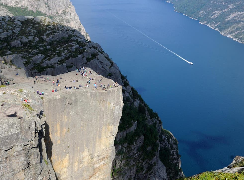 Preikestolen cliff attracts tourists from all over the world 