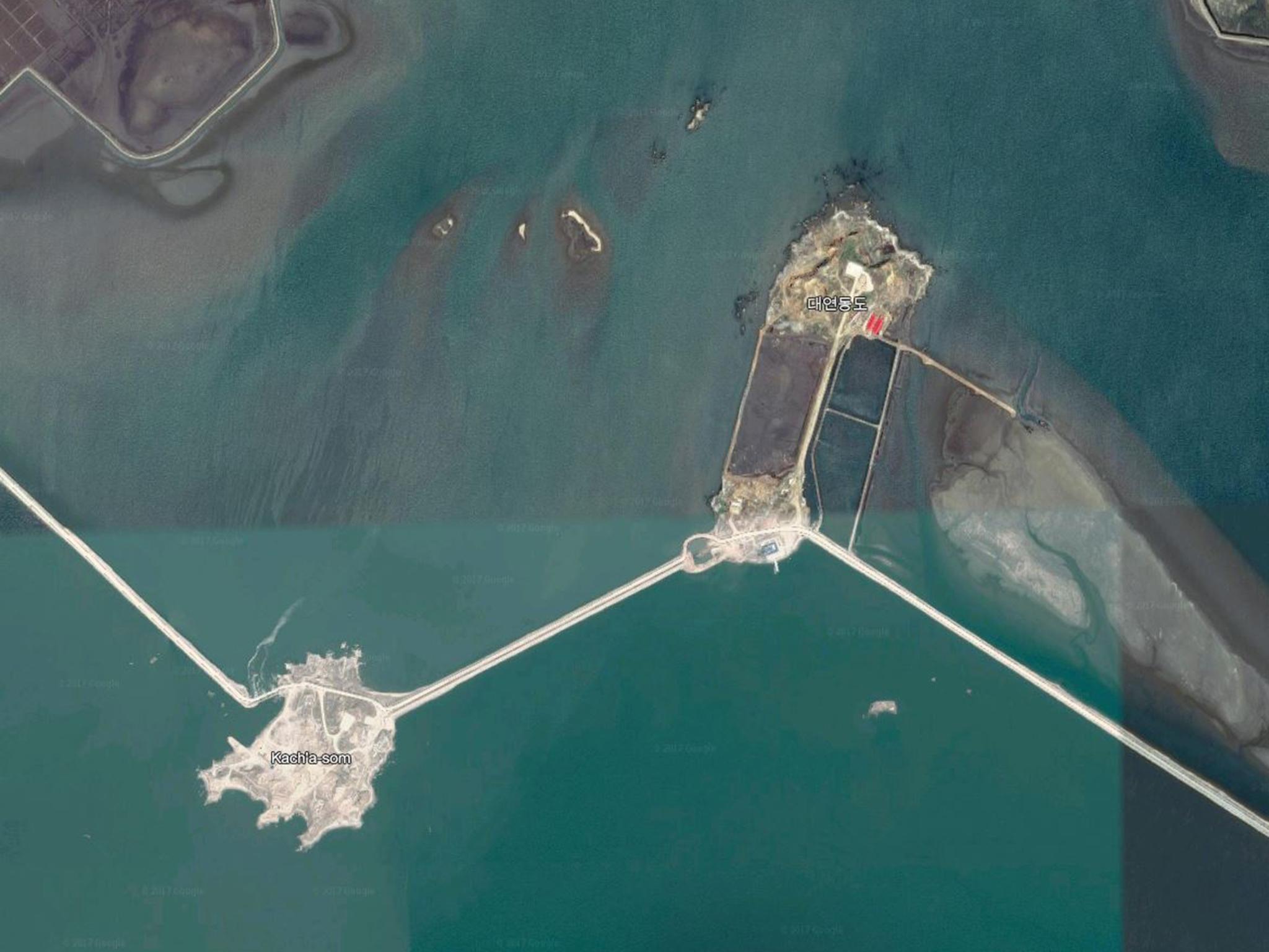 Two of the islands near the Sohae satellite launch station