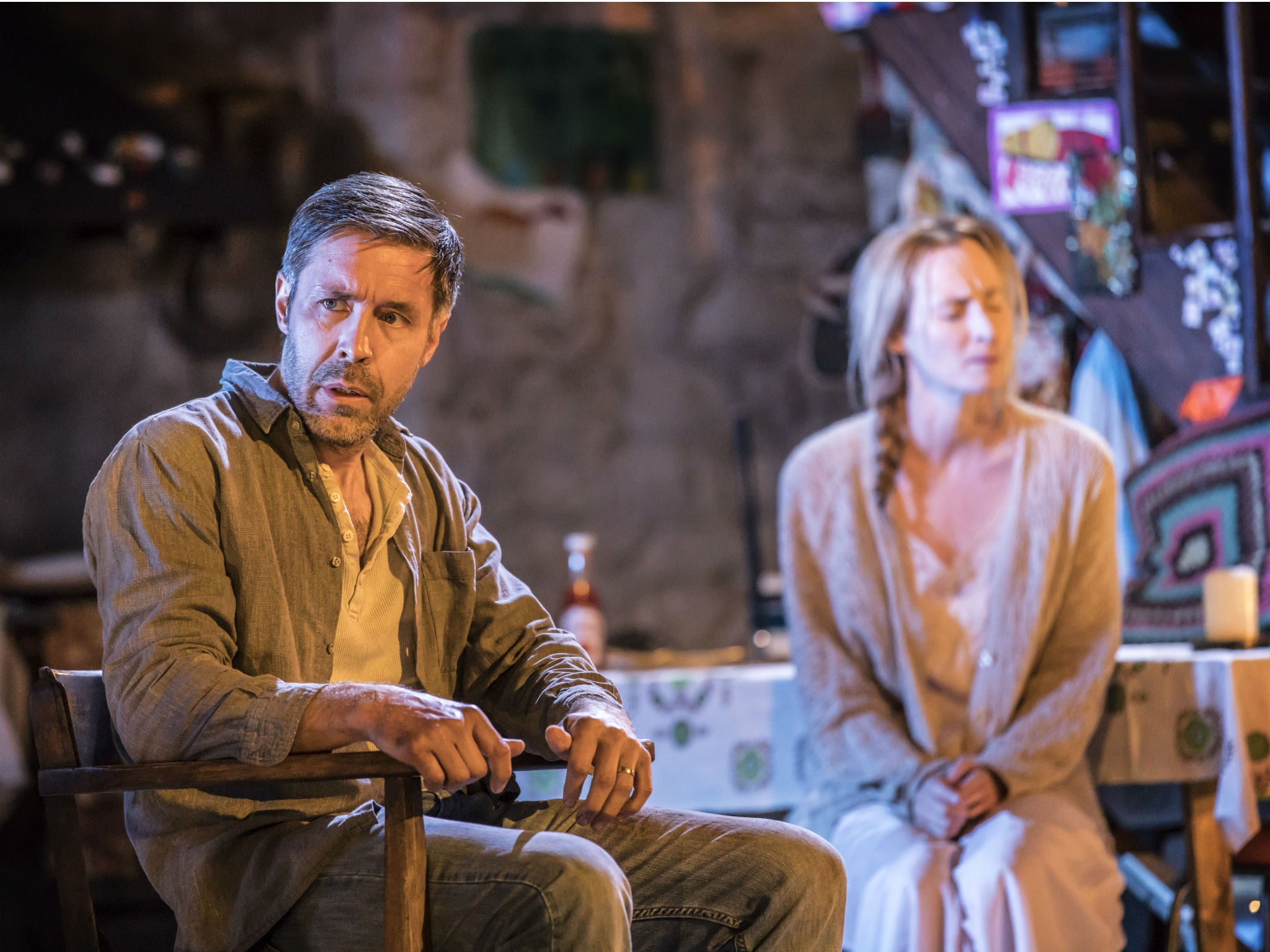 Paddy Considine as Quinn Carney and Genevieve O'Reilly as his wife Mary Carney in 'The Ferryman' at the Royal Court 