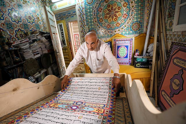Saad Mohammed at his studio in Belqina, Egypt