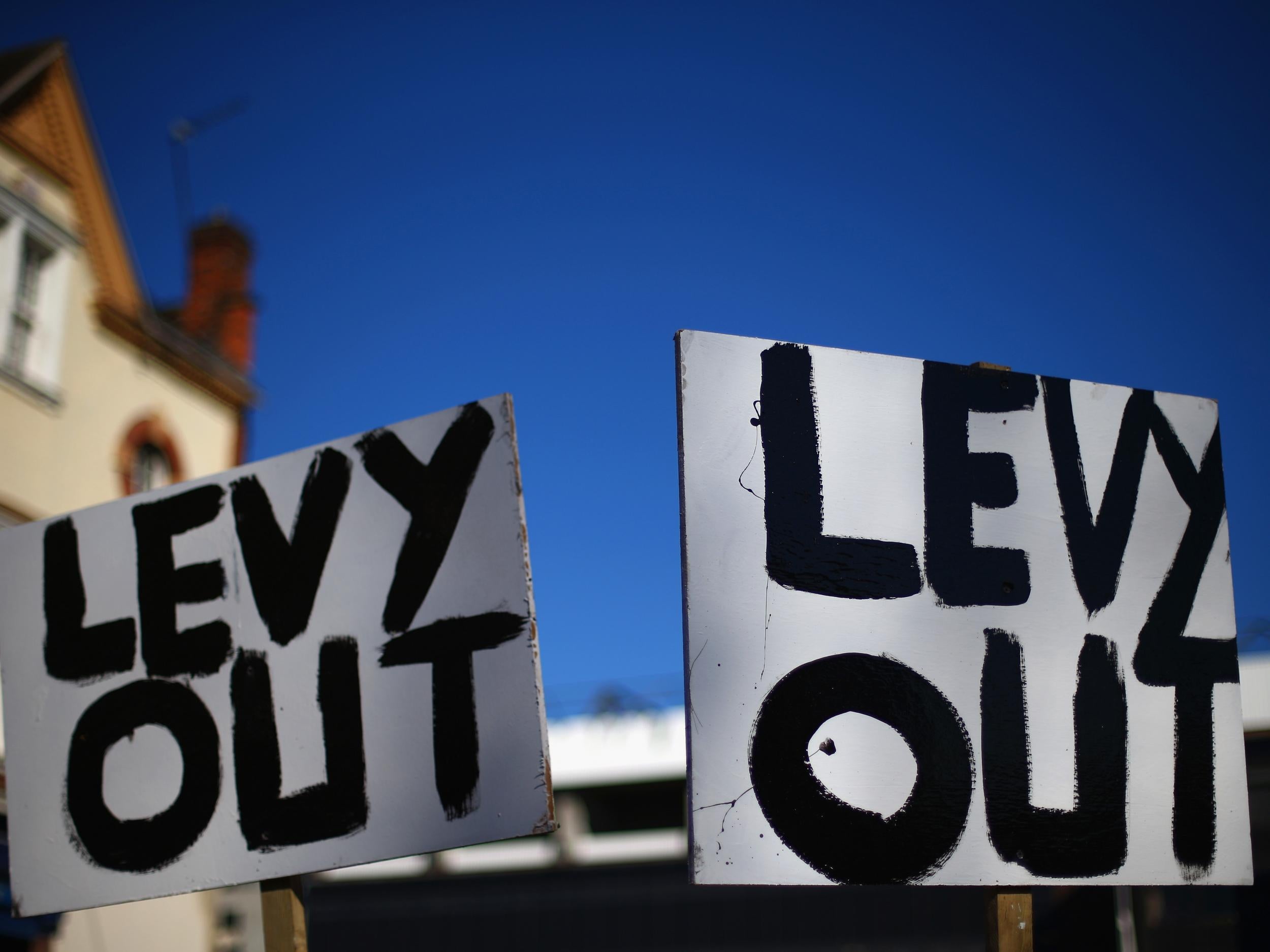 Spurs fans protesting against Levy, in 2014