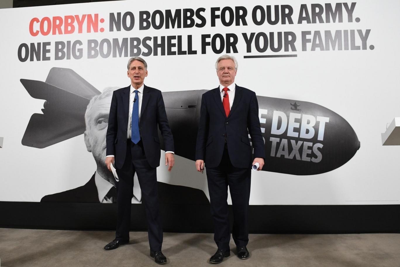 Philip Hammond and David Davis launch the Corbyn bombshell poster