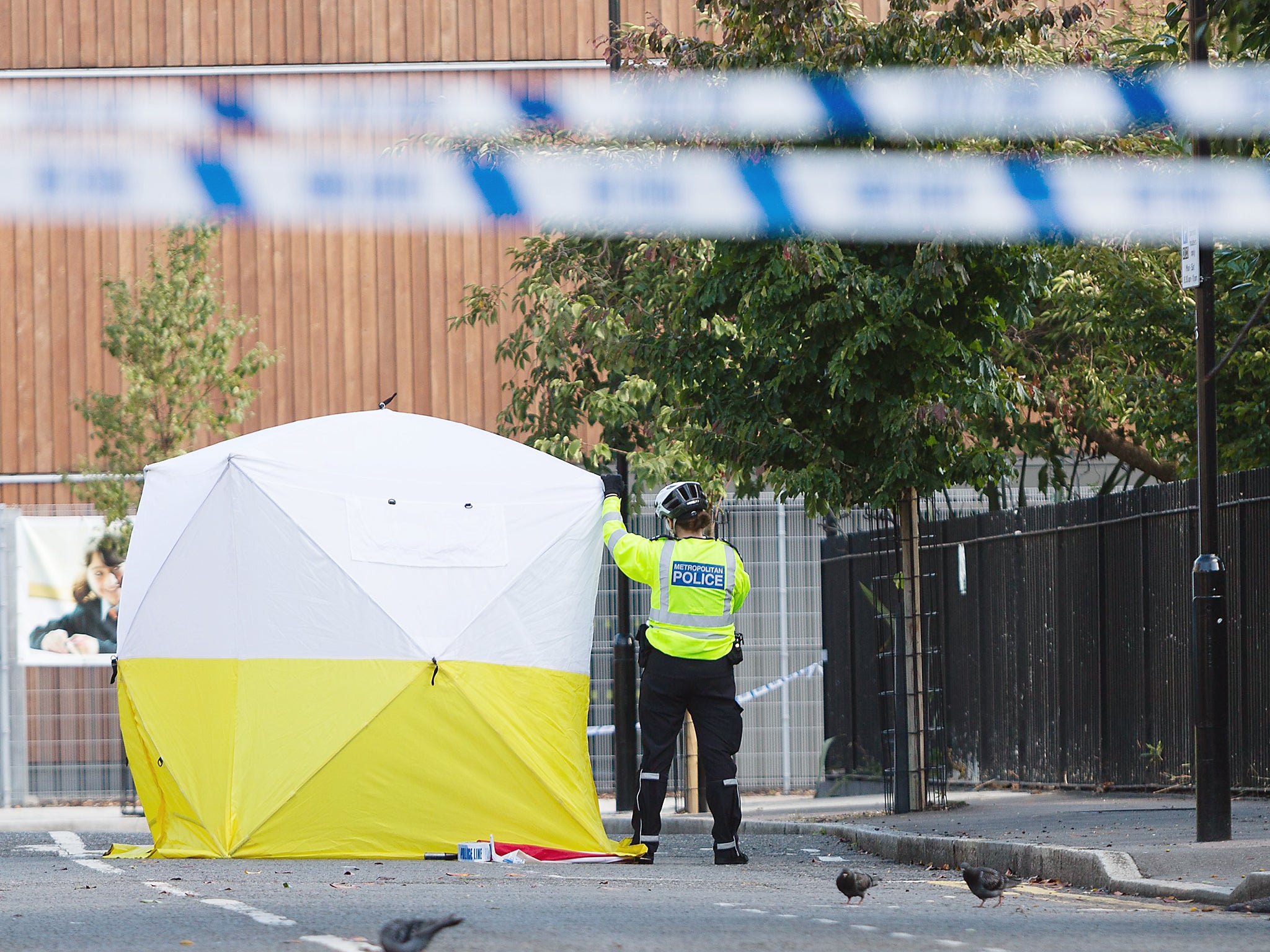 The scene where a 19-year-old man was stabbed in Hackney