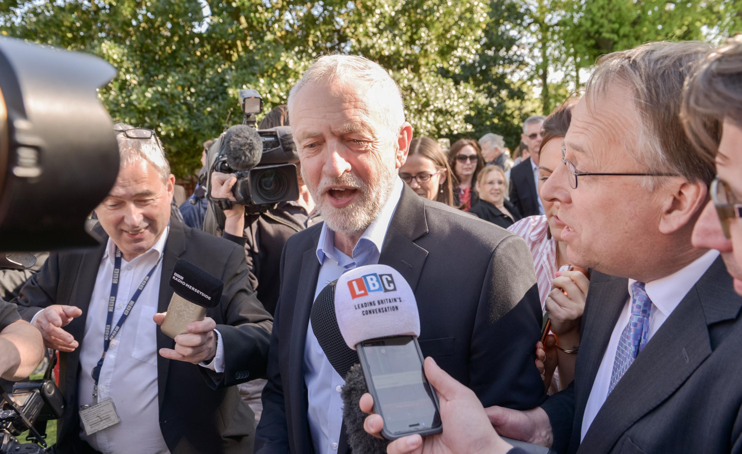 Labour leader Jeremy Corbyn in Liverpool after his party won the mayoralty there