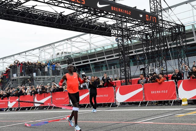 Olympic champion Eliud Kipchoge failed to break the two-hour marathon barrier by just 25 seconds