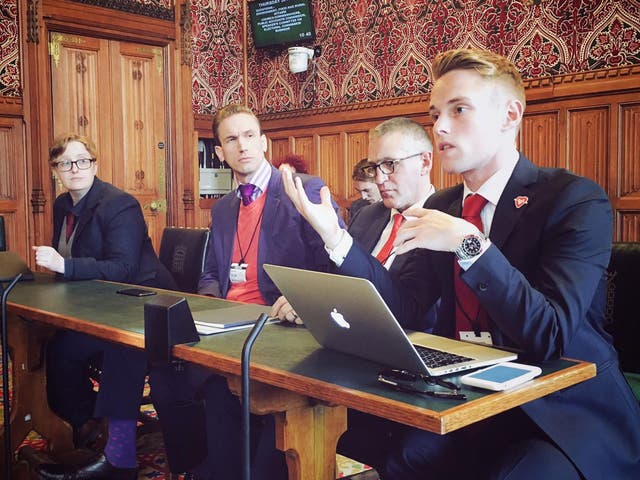 CEO of Stonewall Ruth Hunt, Dr Christian Jessen, Terrence Higgins Trust CEO Ian Green, and Ethan Spibey give evidence to the All-Party Parliamentary Group on Blood Donation
