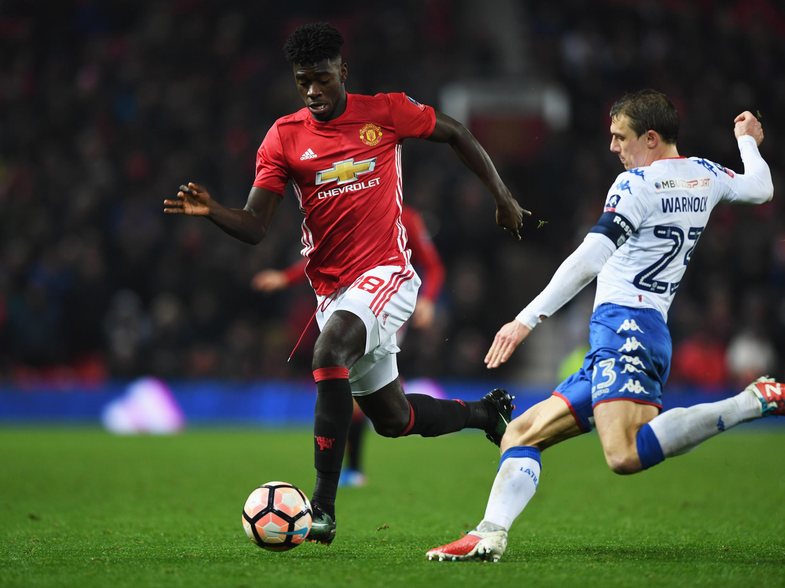 The full-back made his United debut in a 4-0 FA Cup win against Wigan