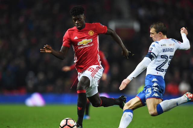 The full-back made his United debut in a 4-0 FA Cup win against Wigan