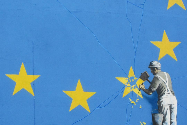 Banksy's recent EU flag artwork in Dover
