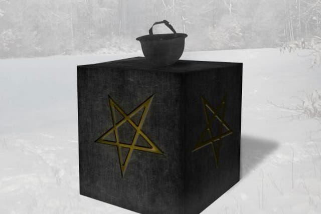 An artist's rendering of a monument that the Satanic Temple plans to erect at a park in Minnesota
