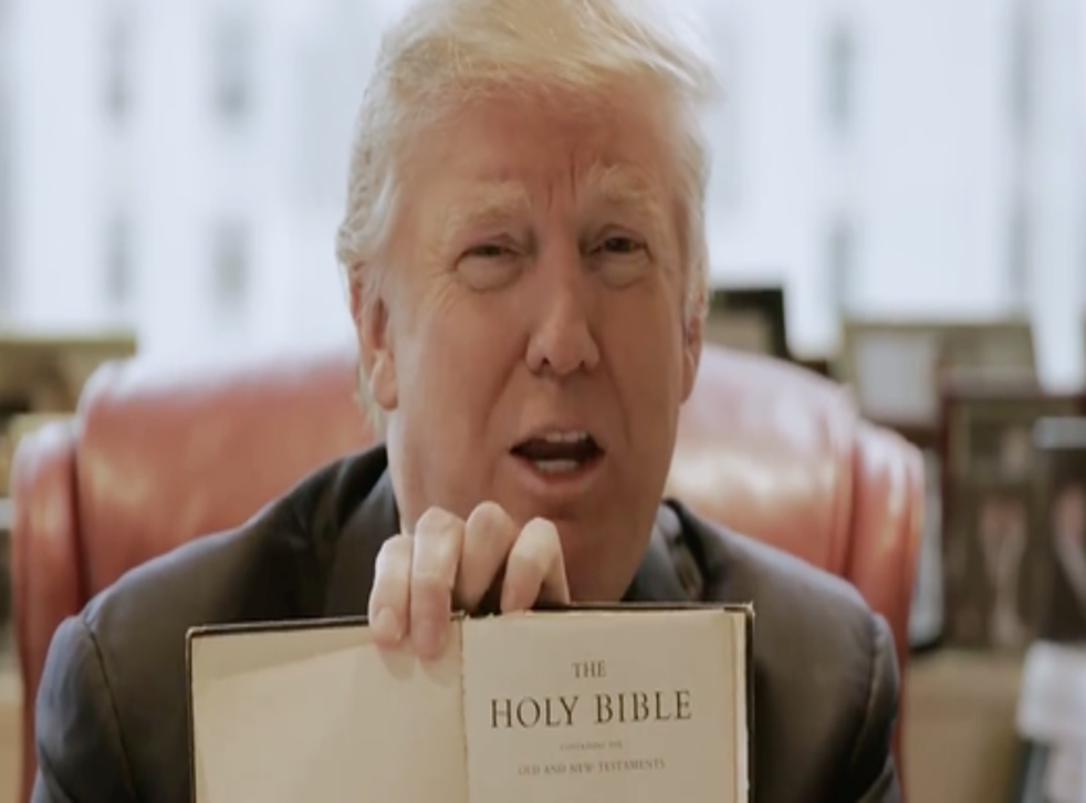 Mr Trump with what he claims was a family bible