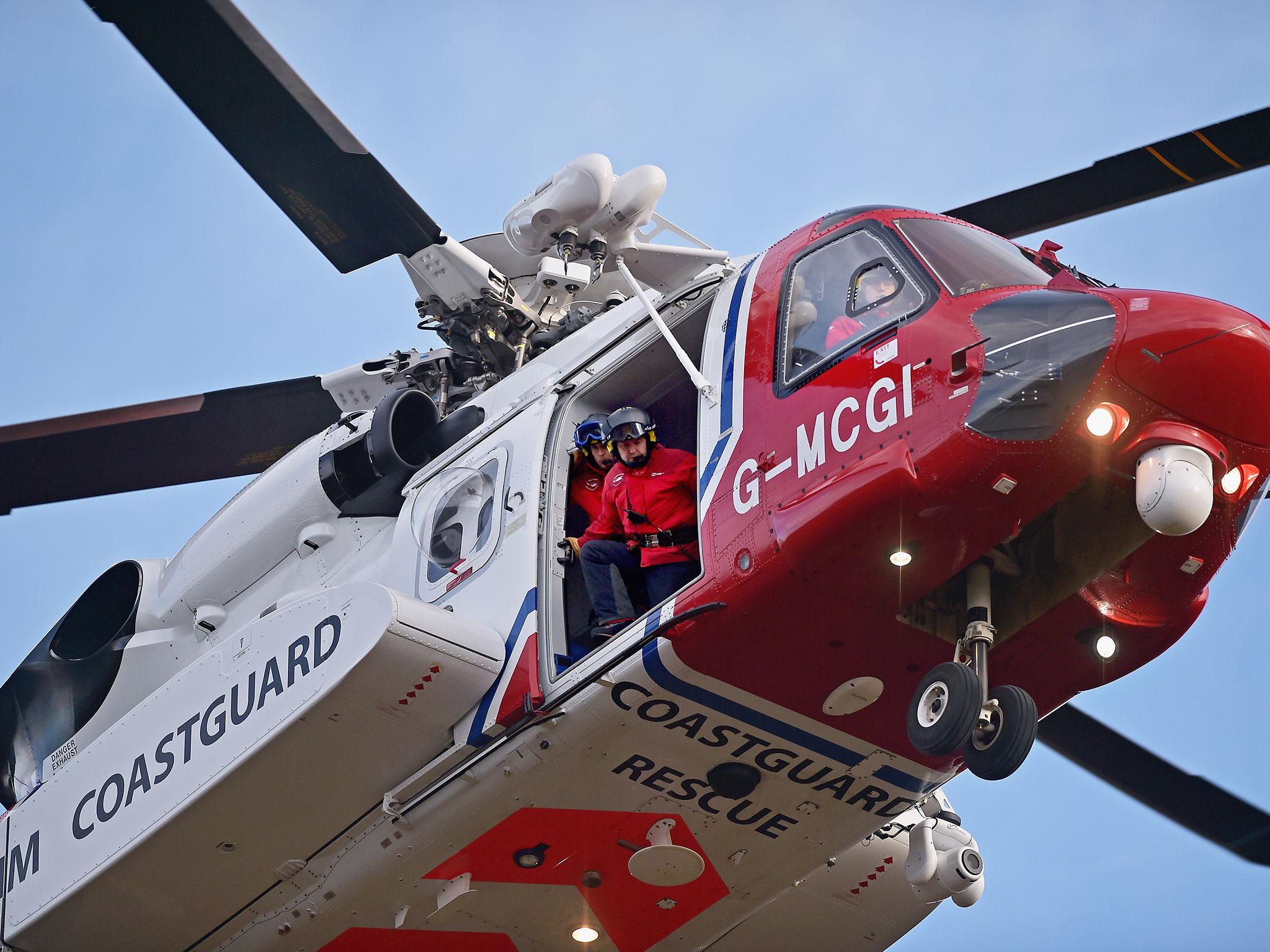 UK Coastguard helicopter in action