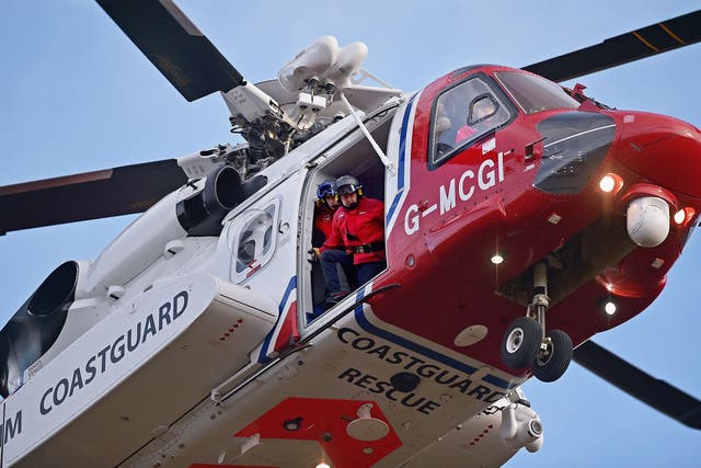 UK Coastguard helicopter in action