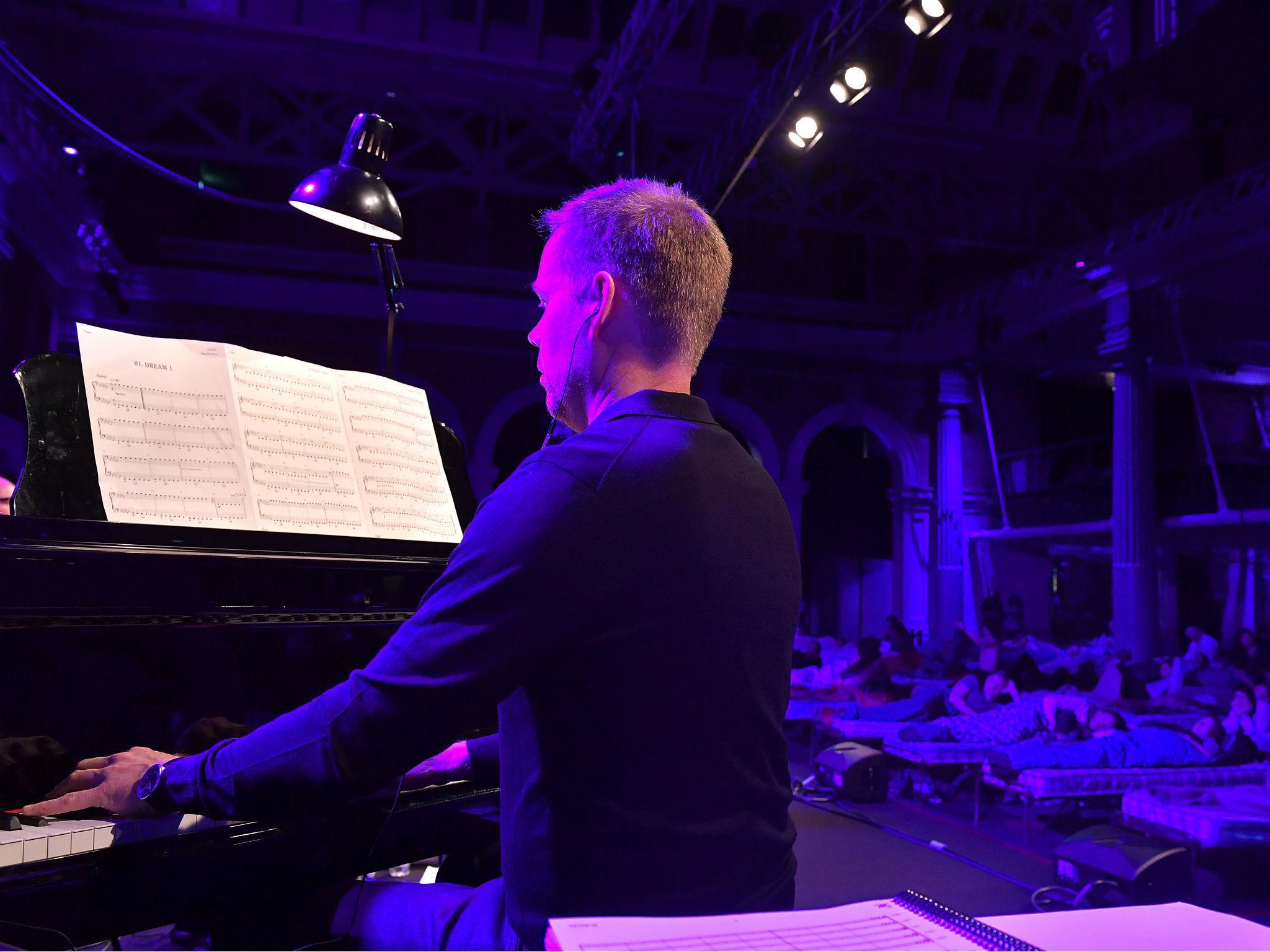 Max Richter performing his eight-hour lullaby ‘Sleep’ which aims to send people to sleep (Mark Allan/Barbican.)