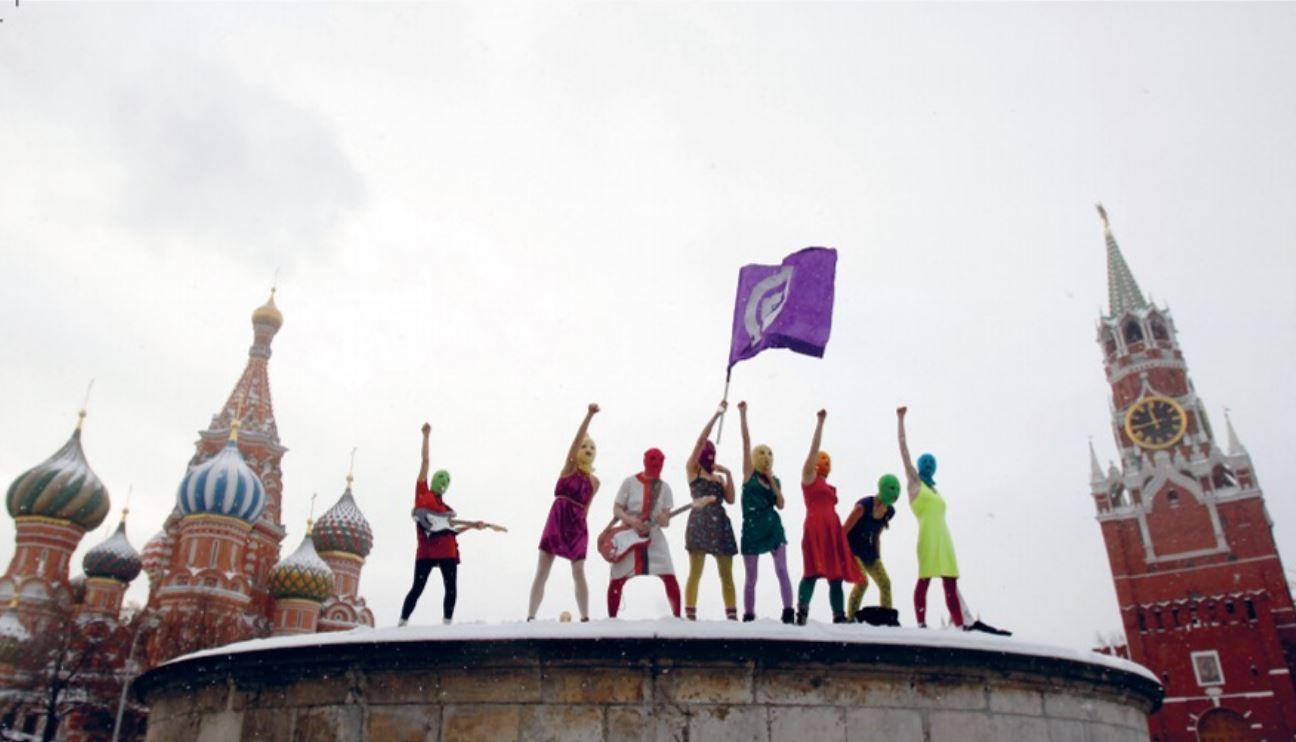 Red Square, Moscow, 2012: eight women in home-made balaclavas, now famously known as the band Pussy Riot, challenge President Putin with their music