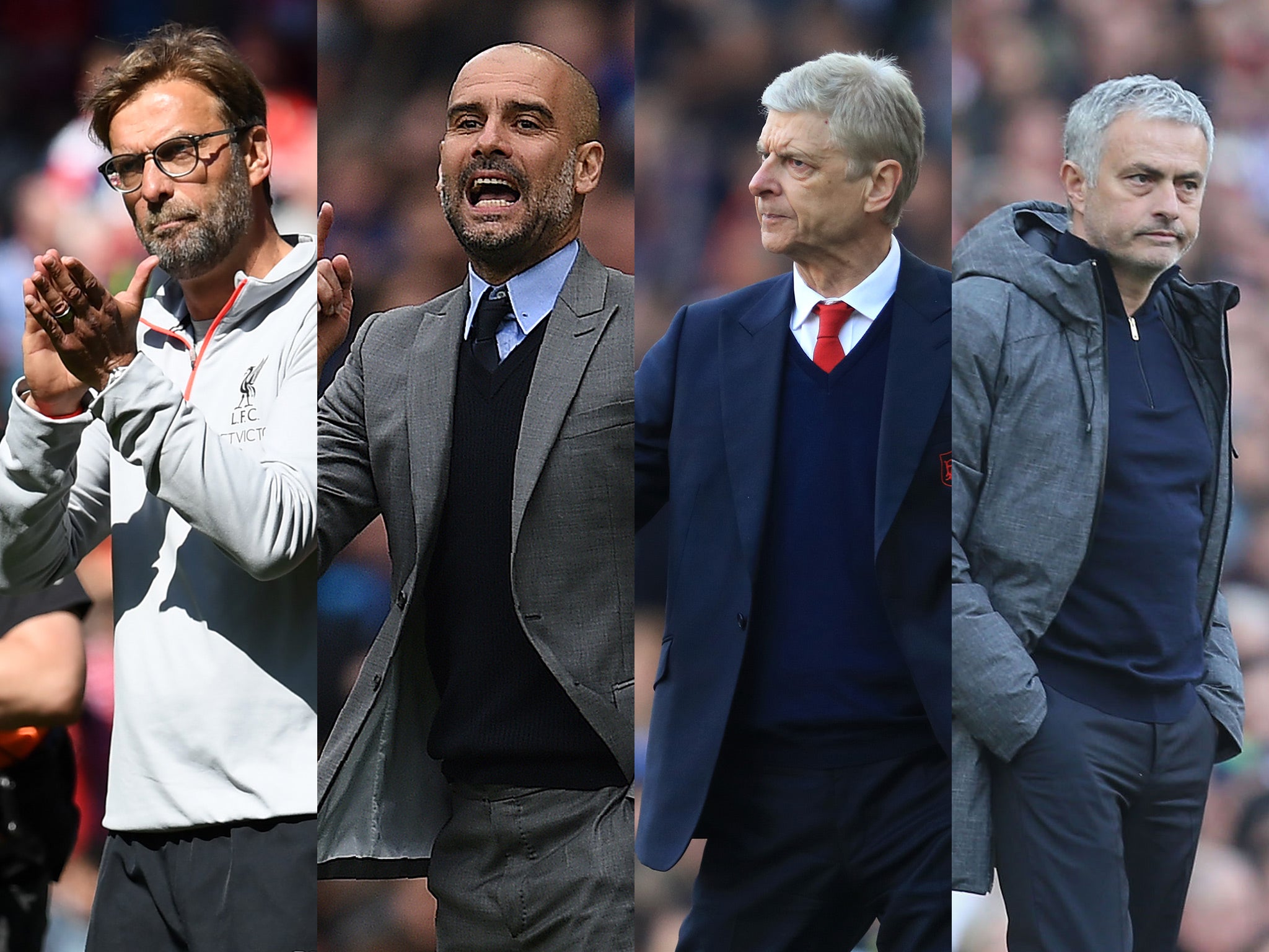 Jurgen Klopp, Pep Guardiola, Arsene Wenger and Jose Mourinho are all in the hunt