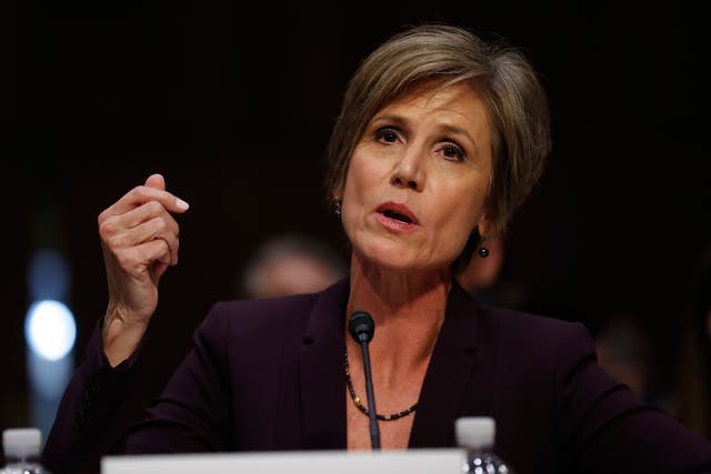 Former acting Attorney General Sally Yates testifies on Capitol Hill