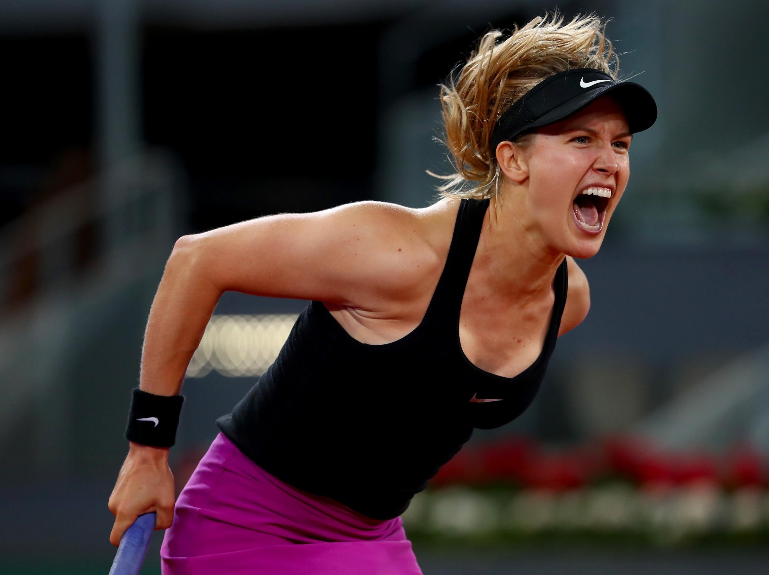 Bouchard celebrates after her three-set win