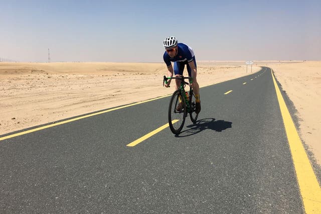 Dubai is an astonishingly good cycling destination, says Marc Abbott, pictured here at Al Qudra