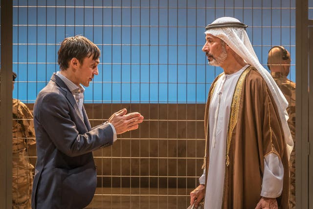 Henry Lloyd-Hughes plays Rory Stewart, with Silas Carson as Karim in this piece based on the former diplomat’s memoir