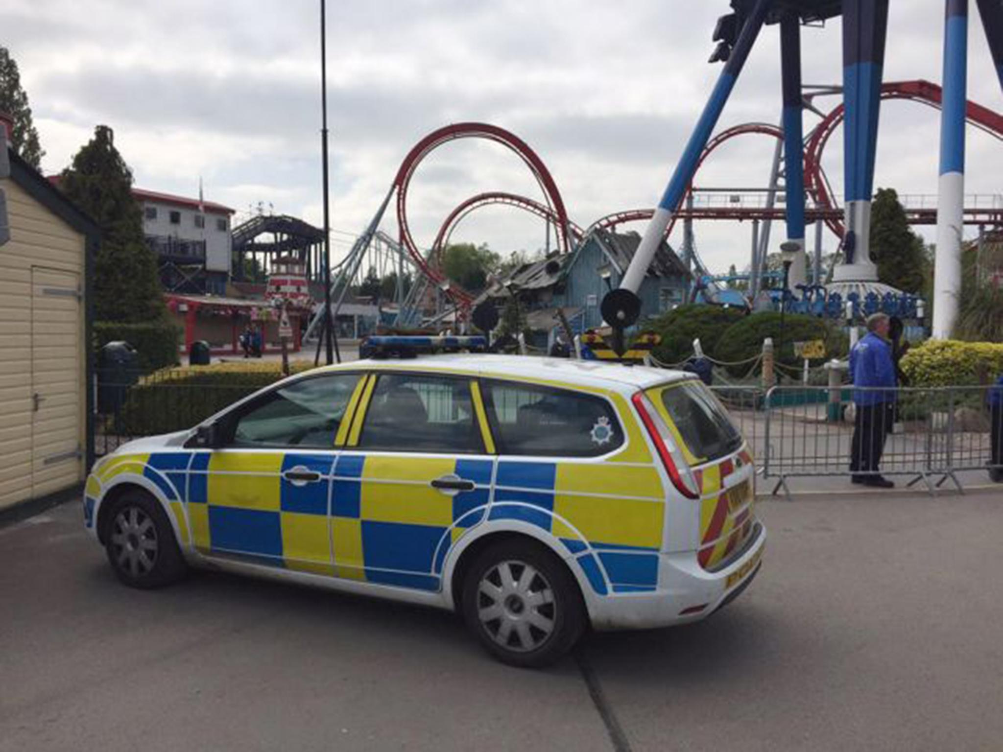 Police vehicle at Drayton Manor Theme Park responding to the accident