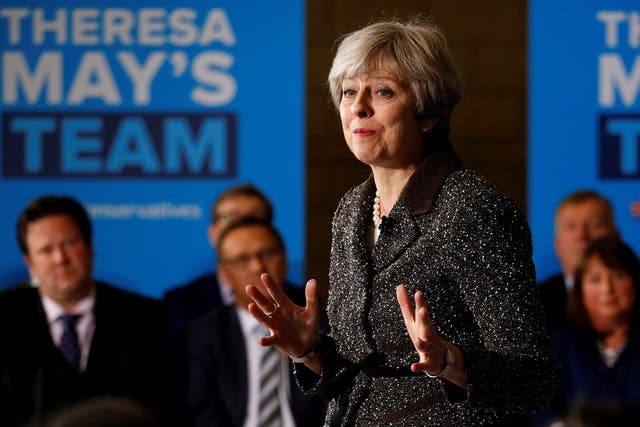 Britain's Prime Minister Theresa May attends a campaign event in York
