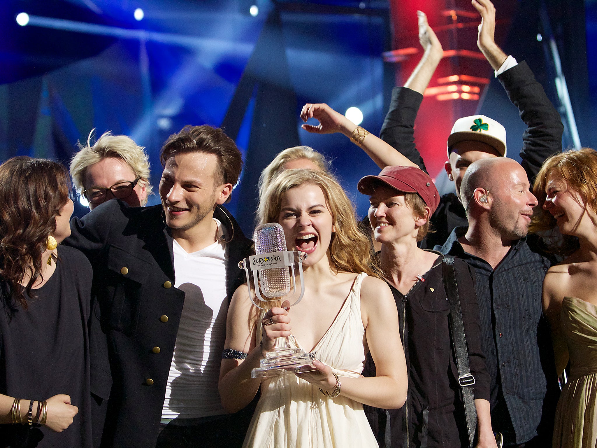 Emmelie de Forest of Denmark wins the 2013 Eurovision Song Contest at Malmo Arena in Malmo, Sweden