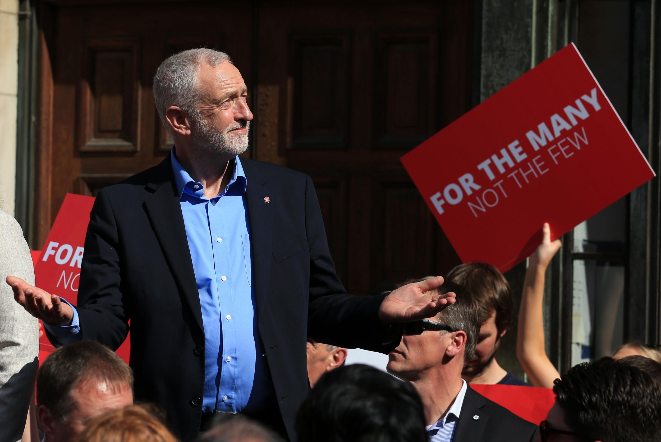 Jeremy Corbyn addresses supporters at a general election campaign visit in York