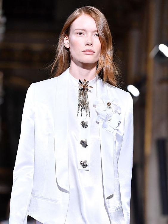 Lanvin added a hint of glitter to help widen the appearance of the eyes