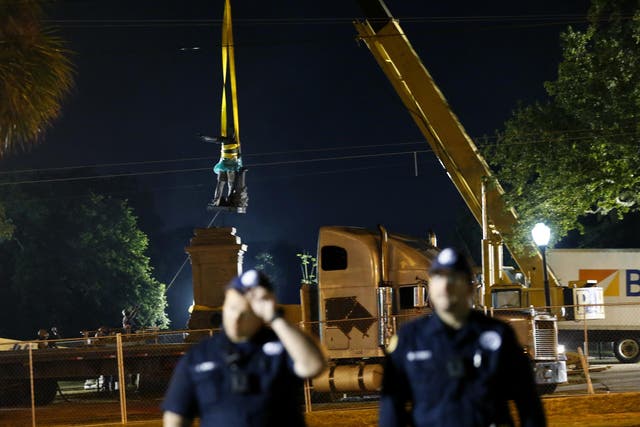 The Jefferson Davis monument in New Orleans was removed in the middle of the night
