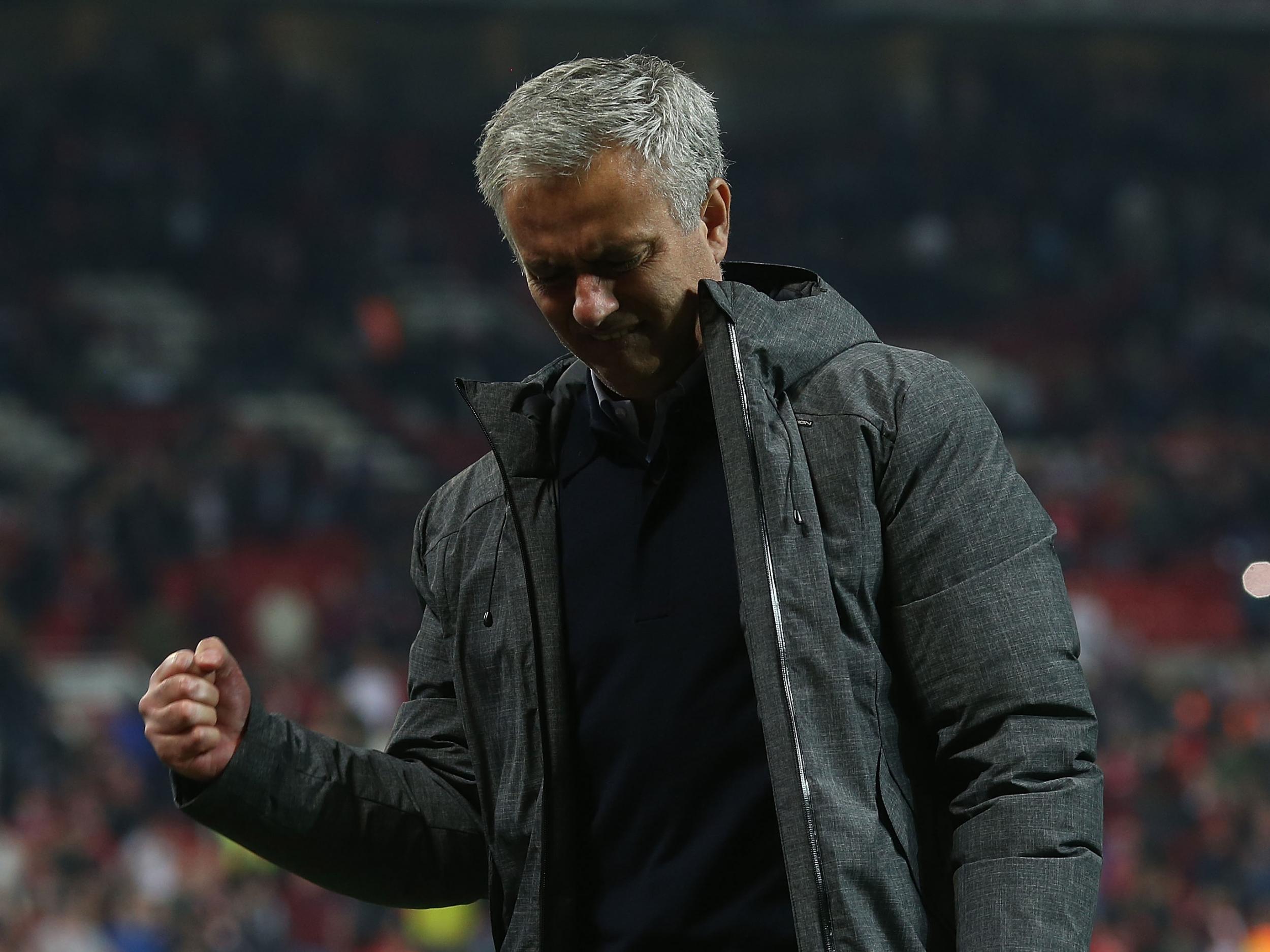 Mourinho was visibly relieved at the final whistle as United held on