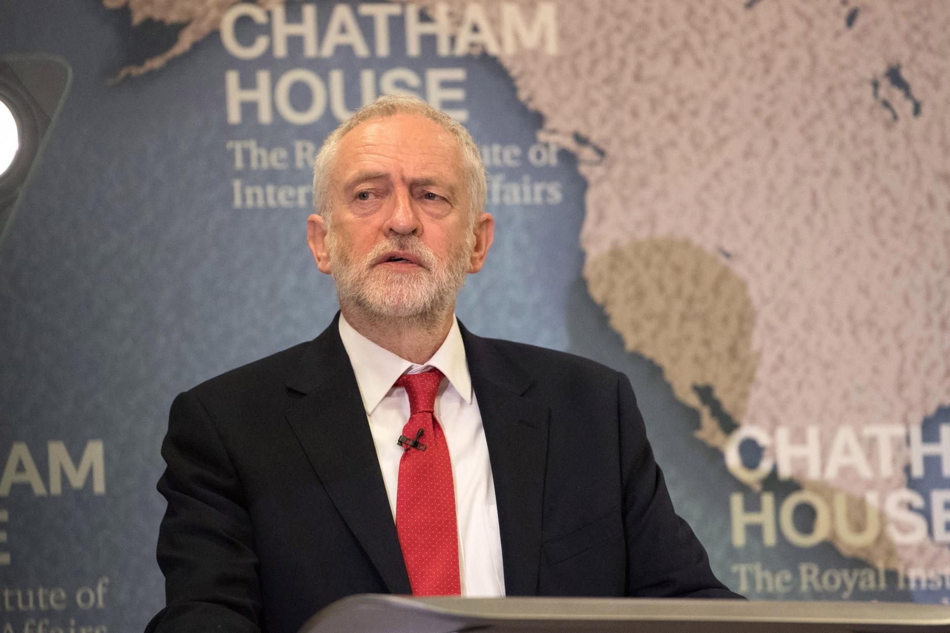 Picture: Labour leader Jeremy Corbyn outlines his party's defence and foreign policies at Chatham House on May 12, 2017 in London/