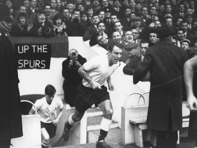 Jimmy Greaves leads out Tottenham's great 1960/61 Double winning side, at White Hart Lane