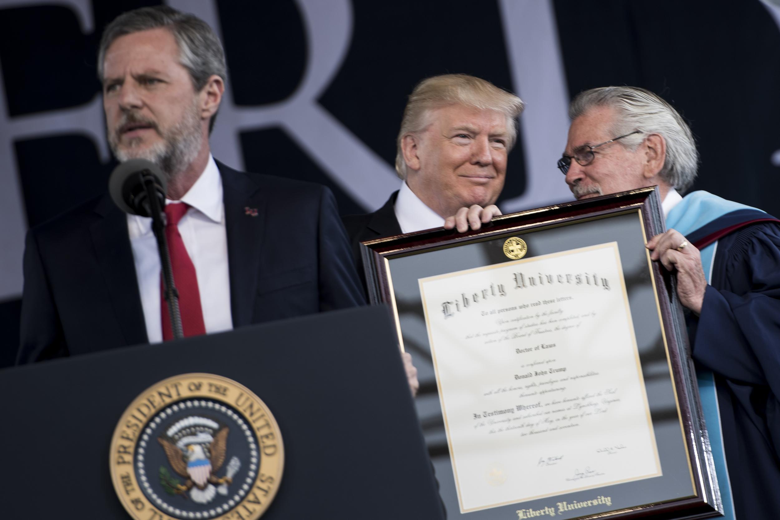 Donald Trump received an honorary doctorate from the Christian school Liberty University