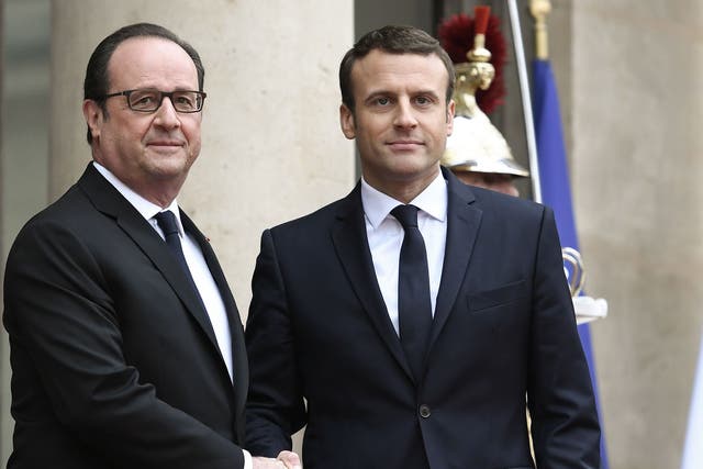 France’s new President was greeted by his predecessor, François Hollande, outside the Elysee presidential palace