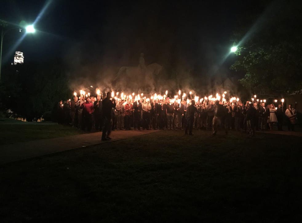 Protesters gather at Lee Park in Charlottesville on Saturday
