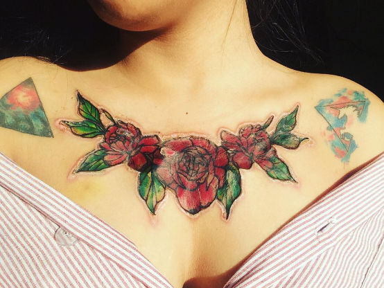 Woman left with horrific scar after chest tattoo ‘falls ...