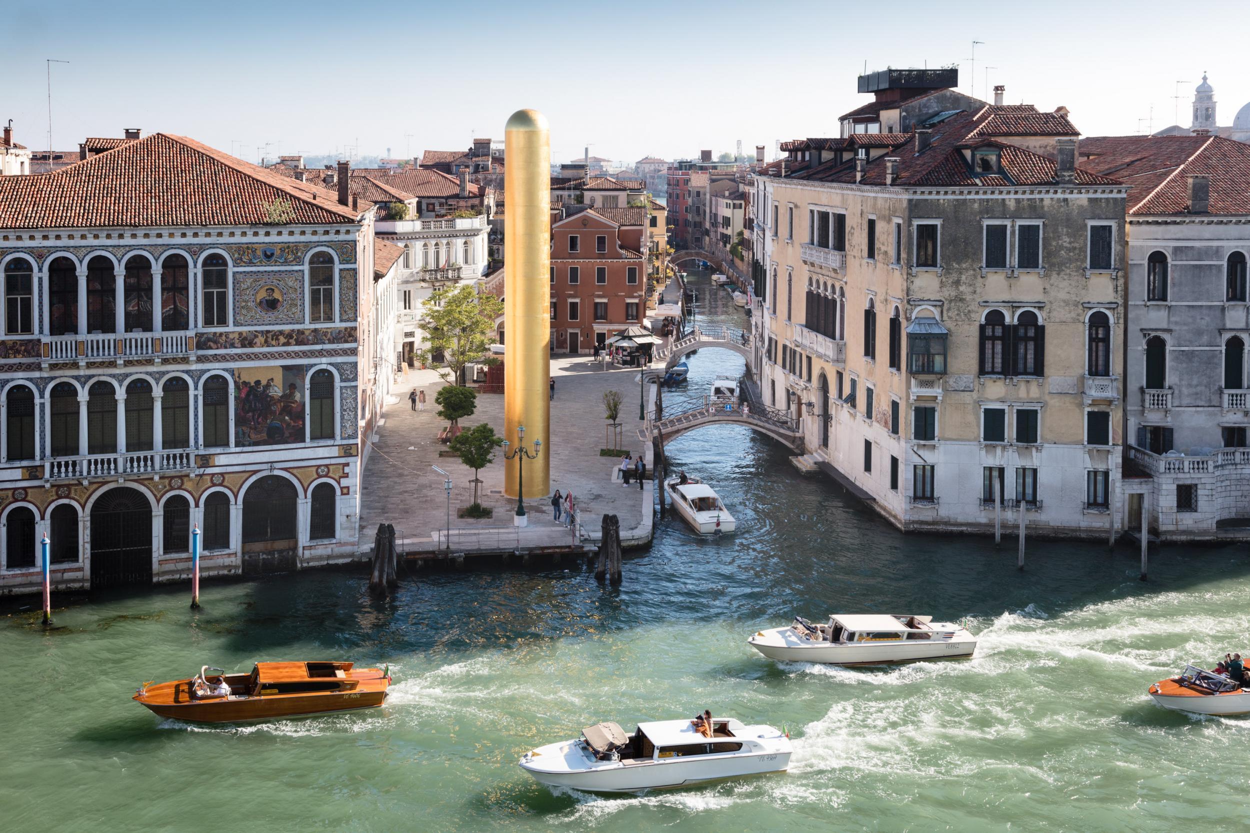 James Lee Byars’s posthumous ‘The Golden Tower’ is on display in Campo San Vio