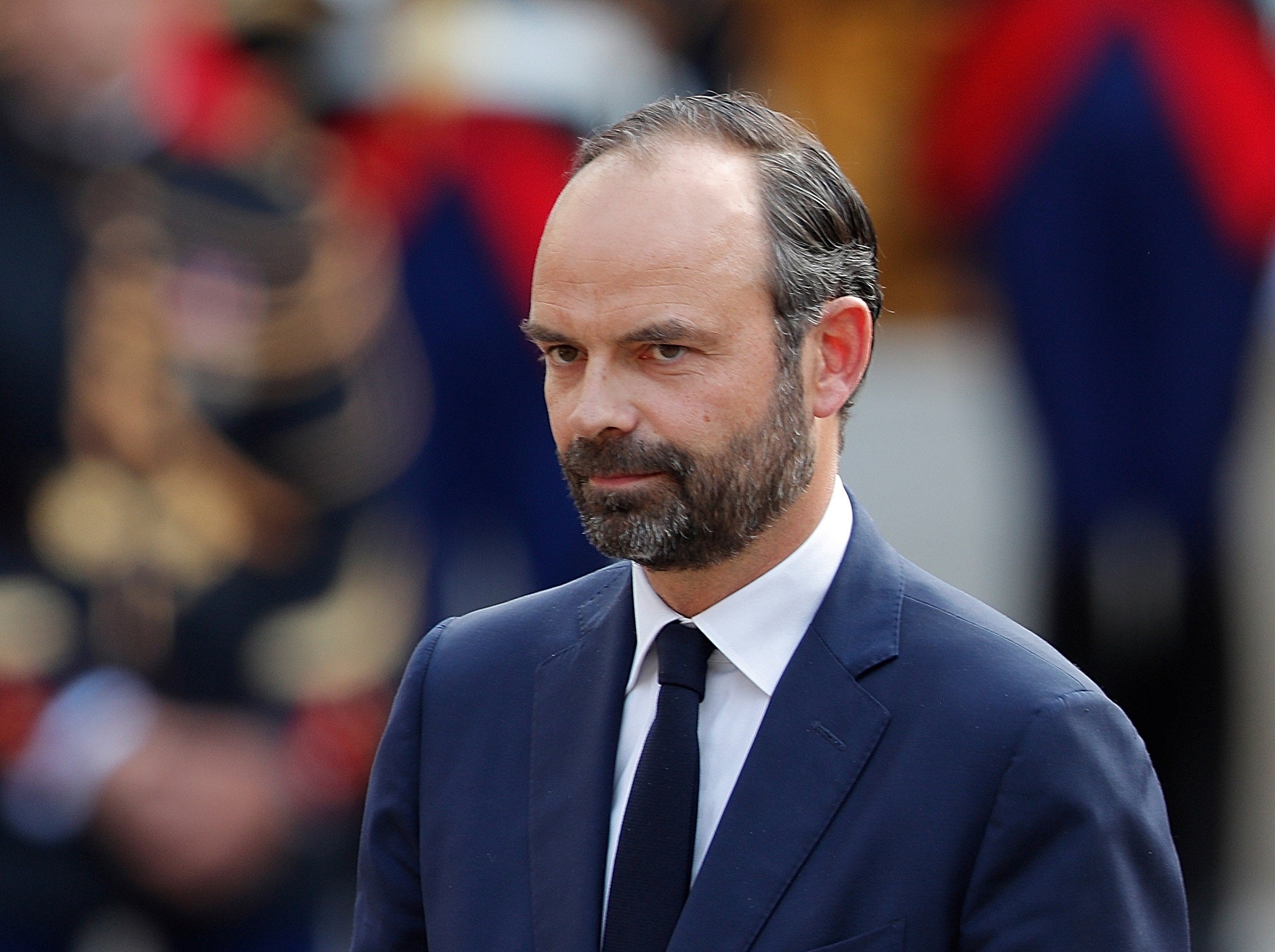 Newly-appointed French Prime Minister Edouard Philippe attends a handover ceremony at the Hotel Matignon in Paris