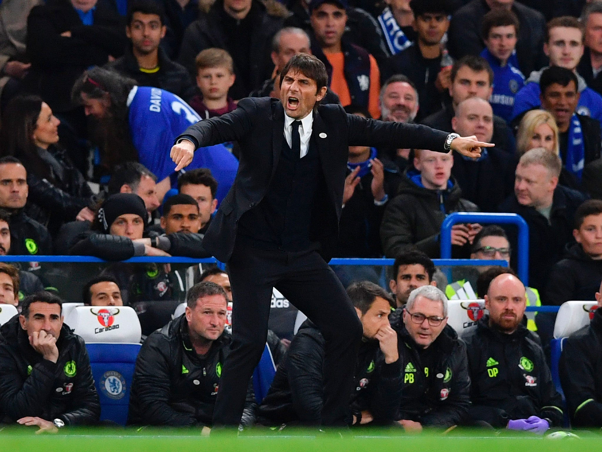 Antonio Conte on the sideline at the Bridge