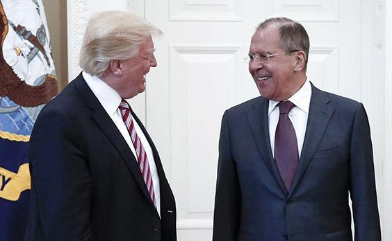 Mr Trump's meeting with Sergie Lavrov came just one day after he fired FBI chief James Comey