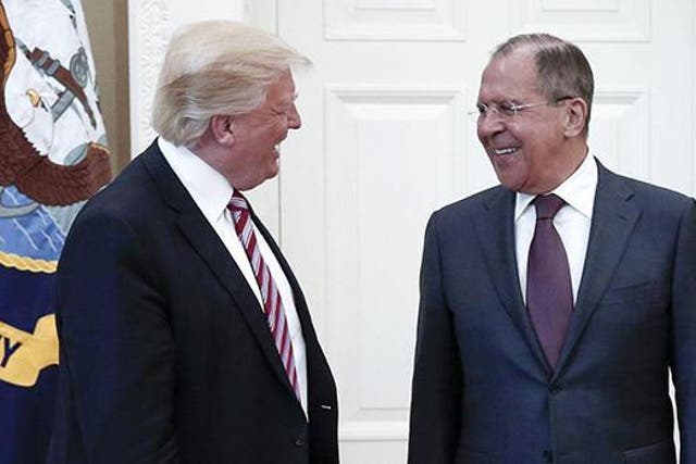 Mr Trump's meeting with Sergie Lavrov came just one day after he fired FBI chief James Comey